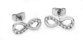 Part Tipperary Crystal Stone Set Infinity Stud Earrings Silver